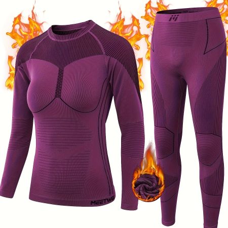 MEETHOO Thermal Underwear For Women, Long Johns Ski Cold Weather Gear Set Base Layer Warm Winter Top And Bottom Running