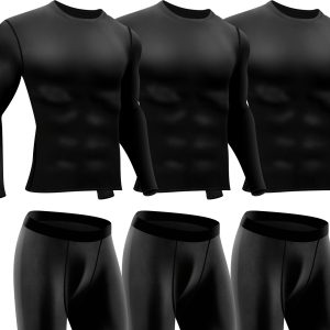 Yaomiao Men'S 3pcs Thermal Underwear Set - Polyester Fleece Lined Top and Bottom, Quick-Dry, Heat Retention, Sport-Friendly, Cold Weather Gear for Hunting and Outdoor Activities - Universal Fit