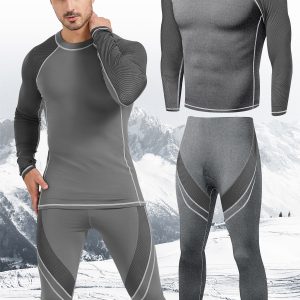 Mens Thermal Underwear Sets Top Long Johns Fleece Sweat Quick Drying Warm Base Layer Sets for Men