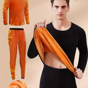 Men's Winter Thermal Underwear Set - Ultra-Thick Fleece, Warm & Cozy Long Sleeve Top and Pants for Middle-Aged to Elderly